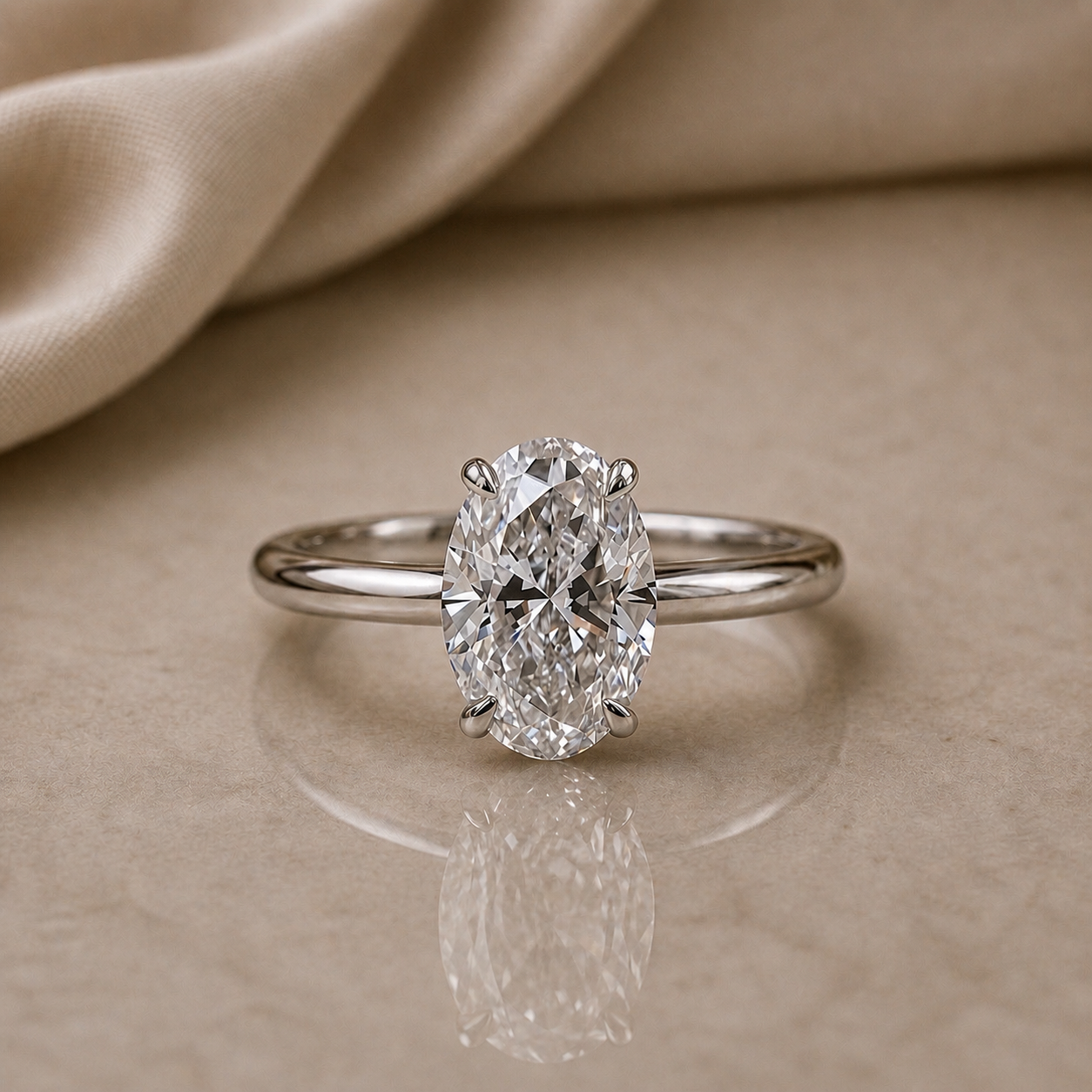 Classic Oval-Cut Lab Diamond Ring 3ct